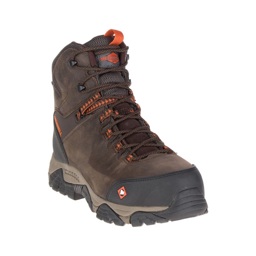 Bottes de Securite Merrell Phaserbound Mid Waterproof Comp Toe Chocolat Homme | W.R.HTFO